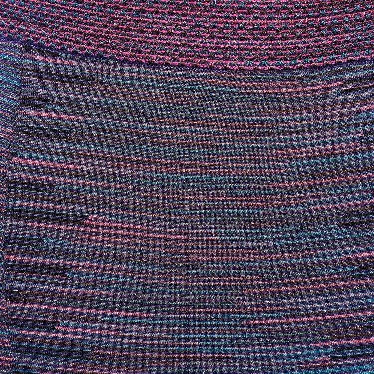 Pre Owned M Missoni Multicolor Lurex Knit Mini Skirt L