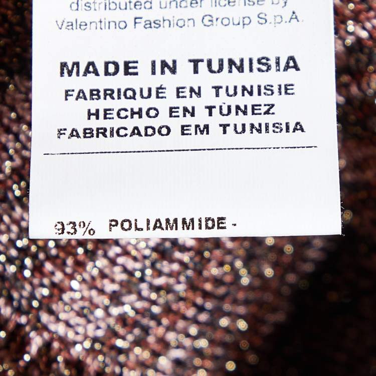 Pre Owned M Missoni Pink & Brown Lurex Knit Button Front Cardigan M