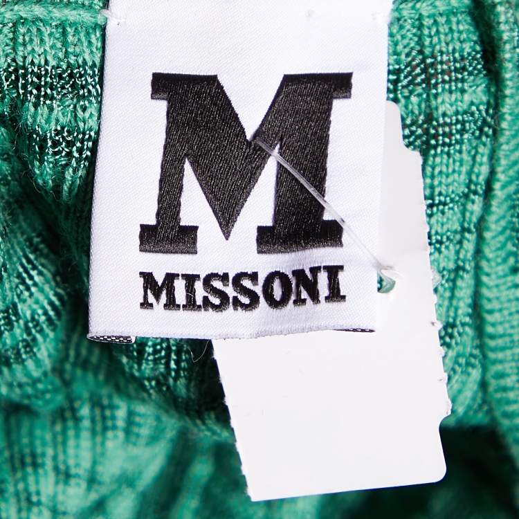 Pre Owned M Missoni Green patterned Knit Midi Dress M