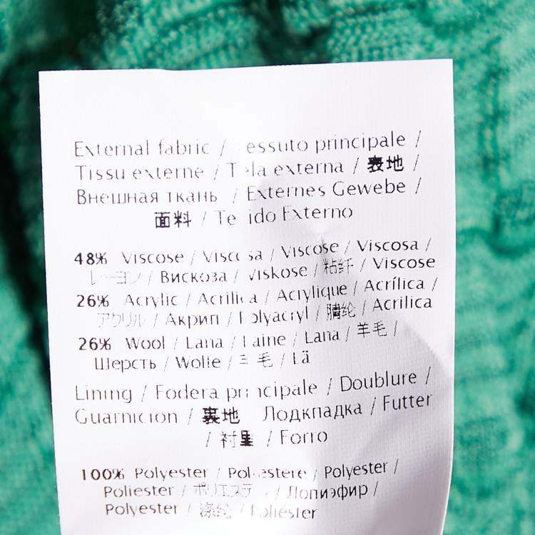 Pre Owned M Missoni Green patterned Knit Midi Dress M