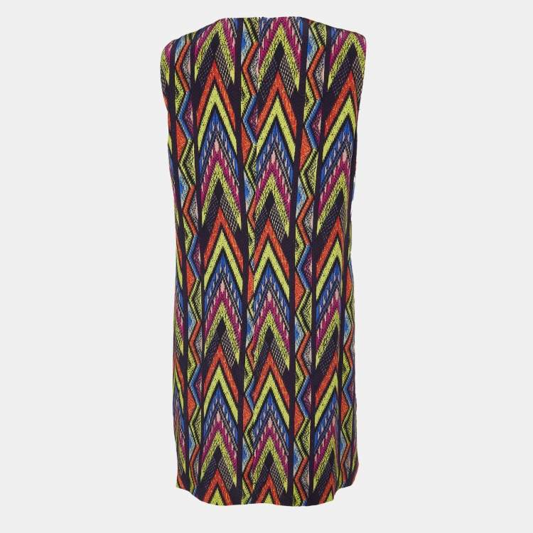 مملوكة مسبقًا M Missoni Multicolor printed Silk Sleeveless Shift Dress L
