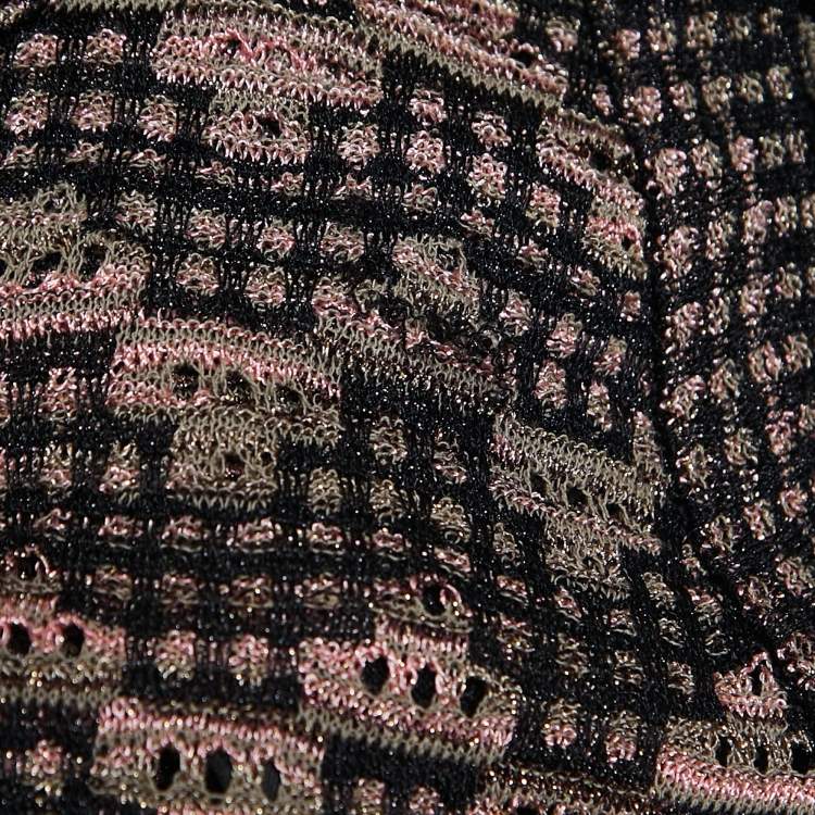 مملوكة مسبقًا M Missoni Black/Pink Perforated Lurex Knit Maxi Dress L