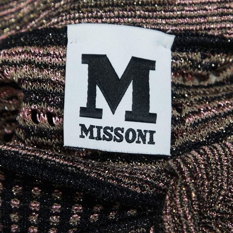 مملوكة مسبقًا M Missoni Black/Pink Perforated Lurex Knit Maxi Dress L