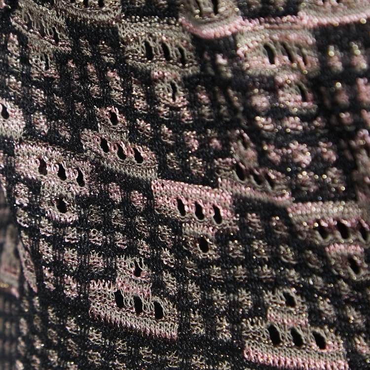 مملوكة مسبقًا M Missoni Black/Pink Perforated Lurex Knit Maxi Dress L