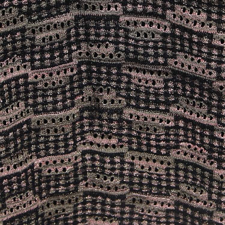 مملوكة مسبقًا M Missoni Black/Pink Perforated Lurex Knit Maxi Dress L