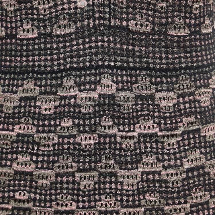 مملوكة مسبقًا M Missoni Black/Pink Perforated Lurex Knit Maxi Dress L