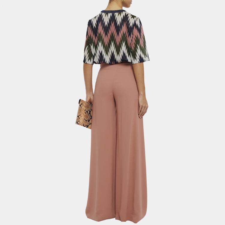 Pre Owned M Missoni Pink Crepe Wide Leg Pants S (IT 40)