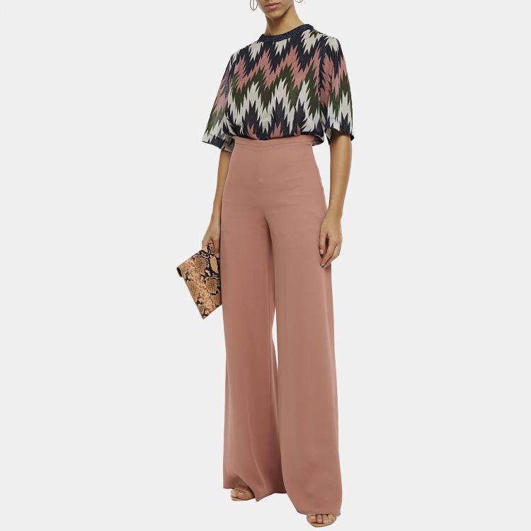 Pre Owned M Missoni Pink Crepe Wide Leg Pants S (IT 40)