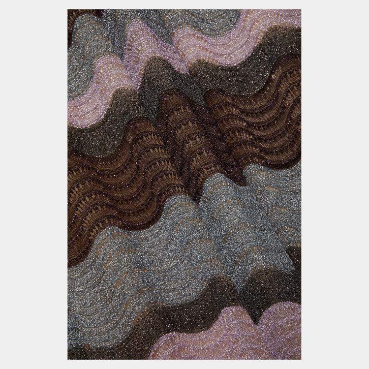 Pre Owned M Missoni Purple Metallic Knit Maxi Dress M (IT 44)
