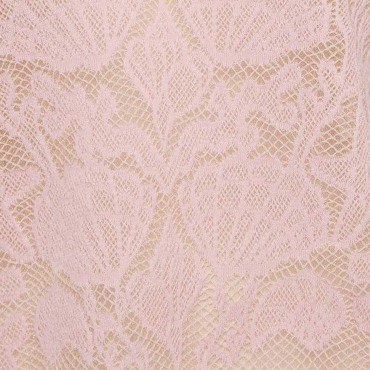 Pre Owned M Missoni Pink Patterned Lurex Knit Top M