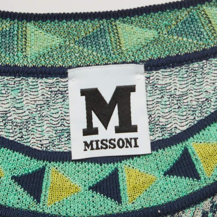 Pre Owned M Missoni Green Patterned Knit Mini Dress M