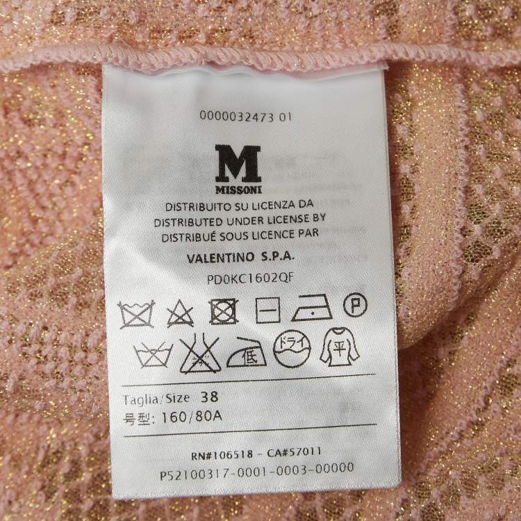 Pre Owned M Missoni Pink Patterned Lurex Knit Top S