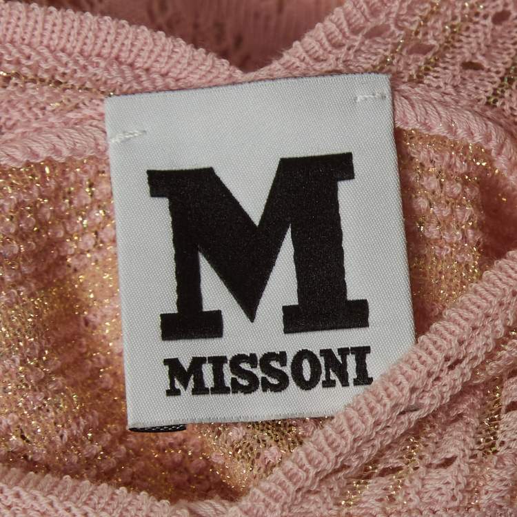 Pre Owned M Missoni Pink Patterned Lurex Knit Top S