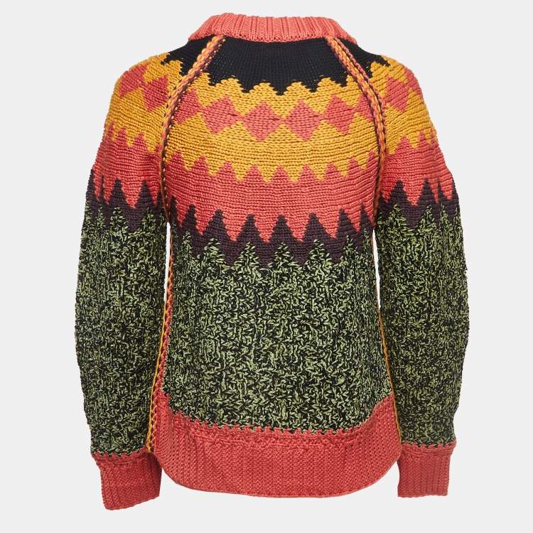 Pre Owned M Missoni Multicolor Patterned Wool-Blend Knit Sweater S