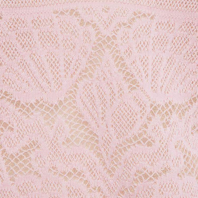 Pre Owned M Missoni Pink Floral Pattern Lurex Knit Cap Sleeve Top M