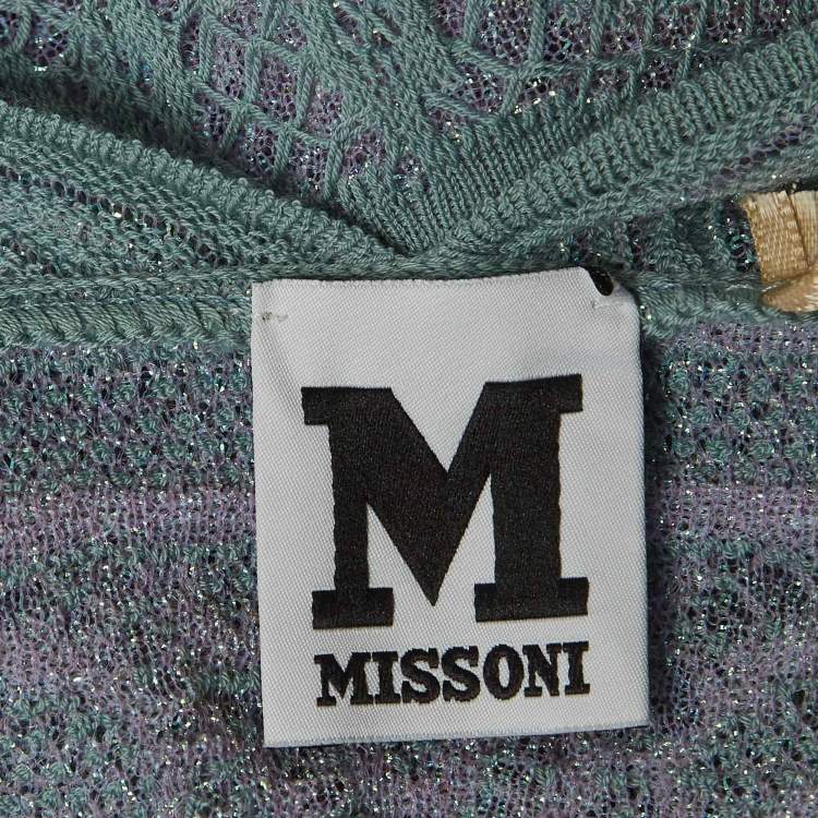 مملوكة مسبقًا M Missoni Blue Sea Shell Pattern Lurex Knit Cap Sleeve Top M