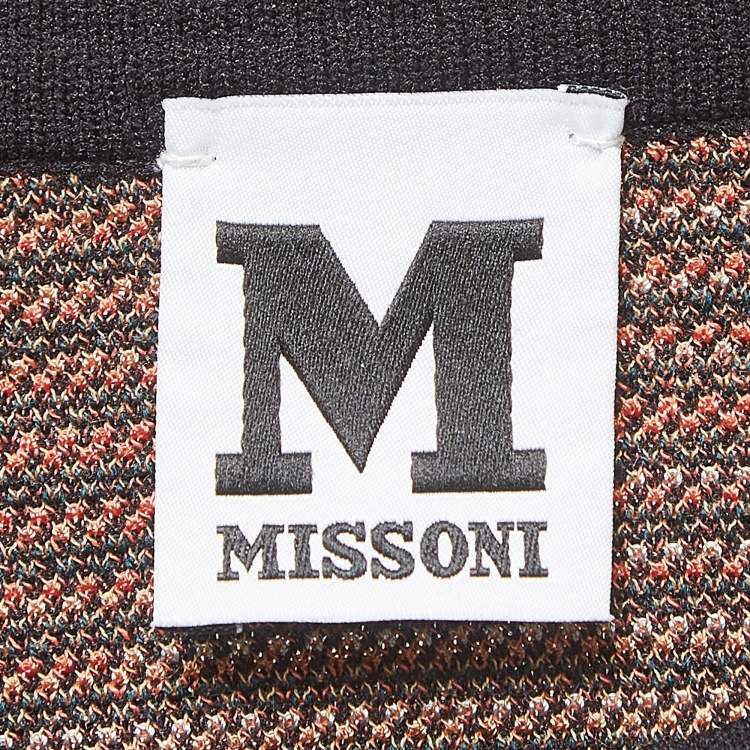 Pre Owned M Missoni Brown Floral Intarsia Knit Long Sleeve Top M