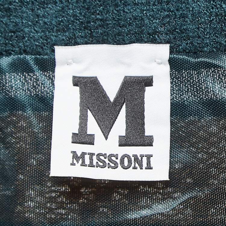 Pre Owned M Missoni Green Stripe Knit Midi Skirt M