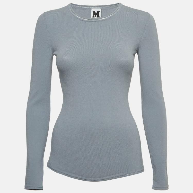 مملوكة مسبقًا M Missoni Grey Knit Long Sleeve T-Shirt S
