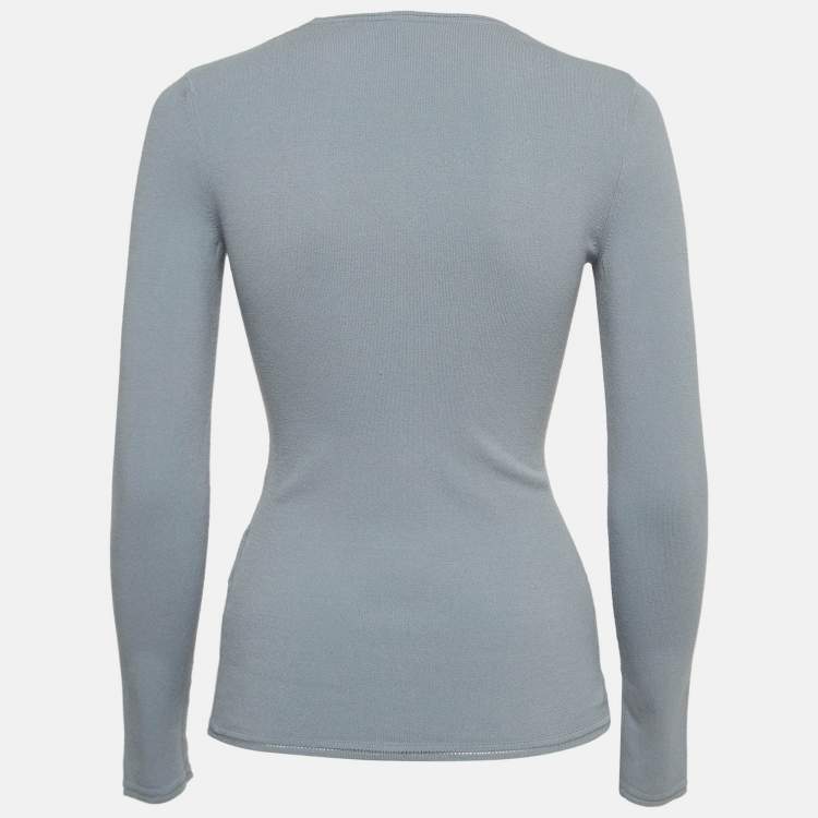 مملوكة مسبقًا M Missoni Grey Knit Long Sleeve T-Shirt S
