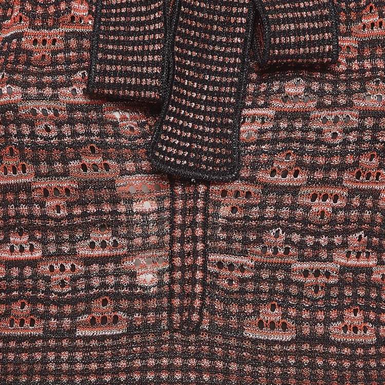 Pre Owned M Missoni Black/Red Patterned Lurex Knit Sleeveless Maxi Dress M