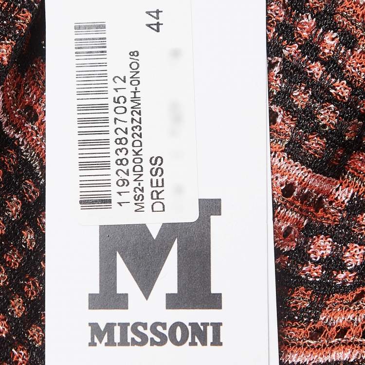 Pre Owned M Missoni Black/Red Patterned Lurex Knit Sleeveless Maxi Dress M