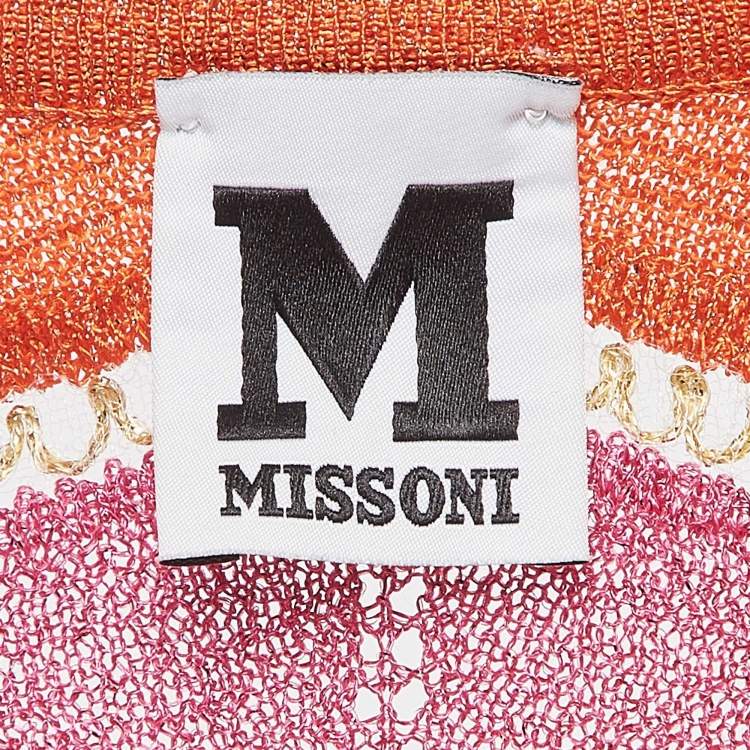 Pre Owned M Missoni Multicolor Chevron Pattern Lurex Knit Cardigan L