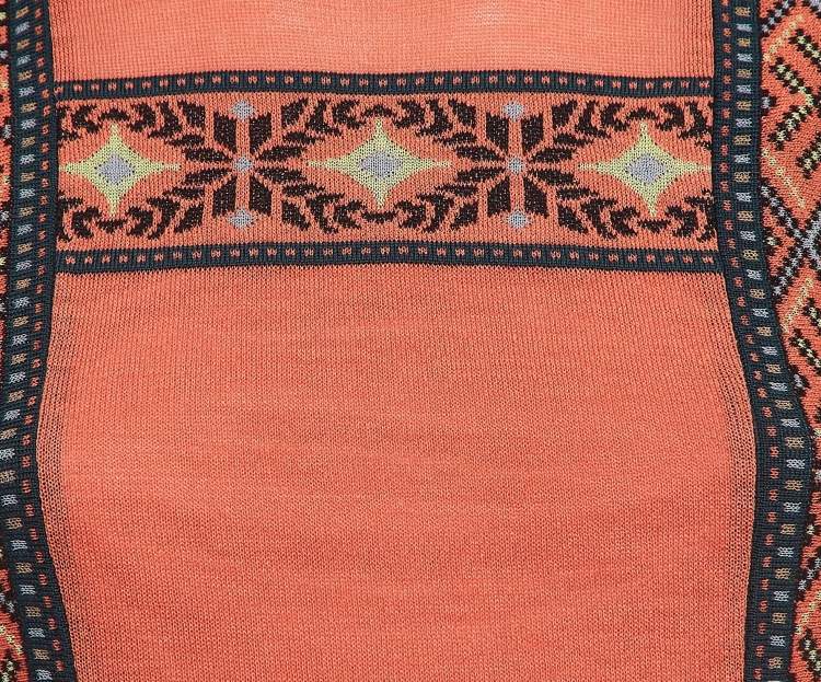 مملوكة مسبقًا M Missoni Orange Patterned Knit Sleeveless Flared Midi Dress M