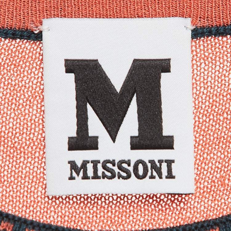 مملوكة مسبقًا M Missoni Orange Patterned Knit Sleeveless Flared Midi Dress M
