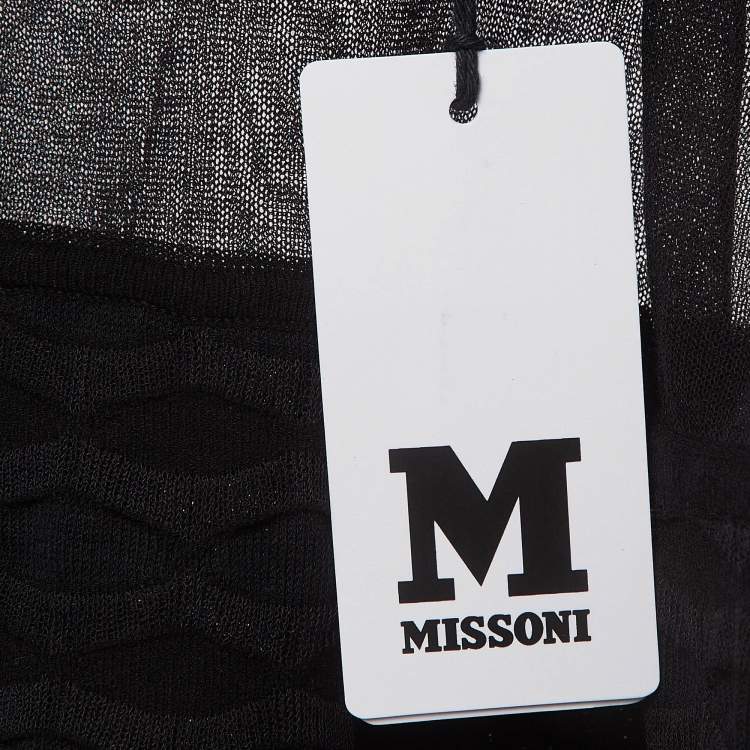 Pre Owned M Missoni Black Textured Knit Top M