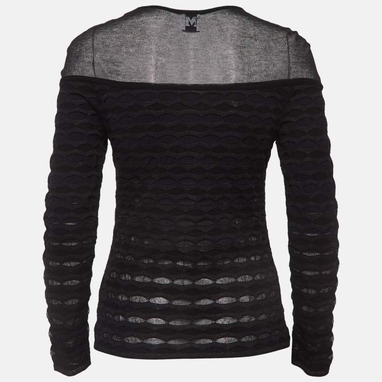 Pre Owned M Missoni Black Textured Knit Top M