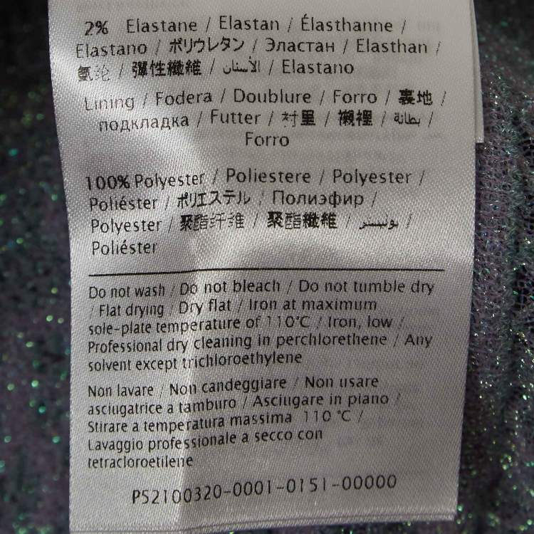 Pre Owned M Missoni Green Patterned Lurex Knit Short Dress S