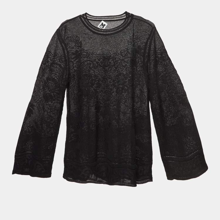 Pre Owned M Missoni Black Patterned Lace Knit Top M