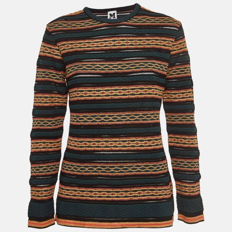 Pre Owned M Missoni Green Patterned Knit Top L