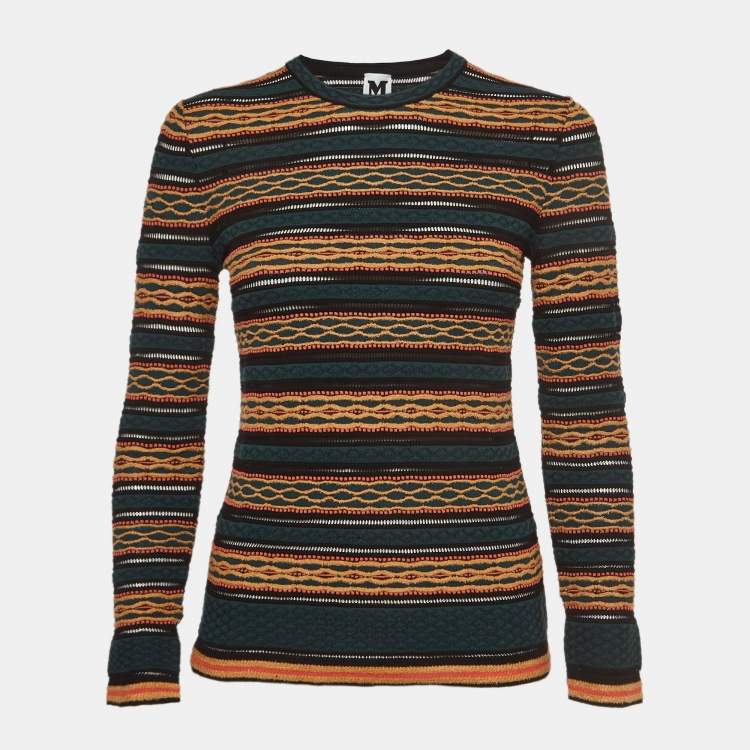 Pre Owned M Missoni Green Patterned Knit Top S