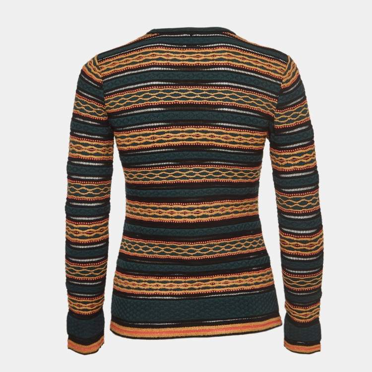Pre Owned M Missoni Green Patterned Knit Top S