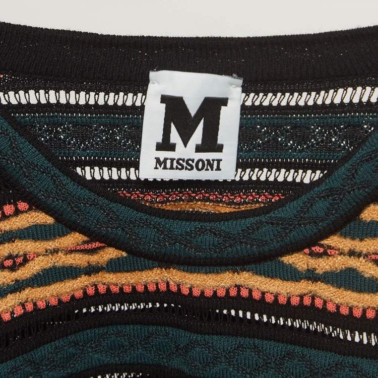 Pre Owned M Missoni Green Patterned Knit Top S