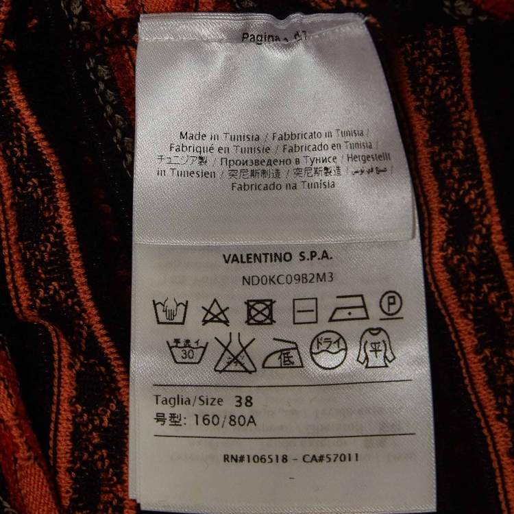 Pre Owned M Missoni Orange Patterned Knit Top S