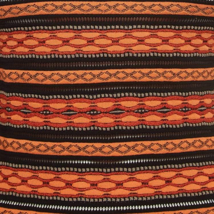 Pre Owned M Missoni Orange Patterned Knit Top S
