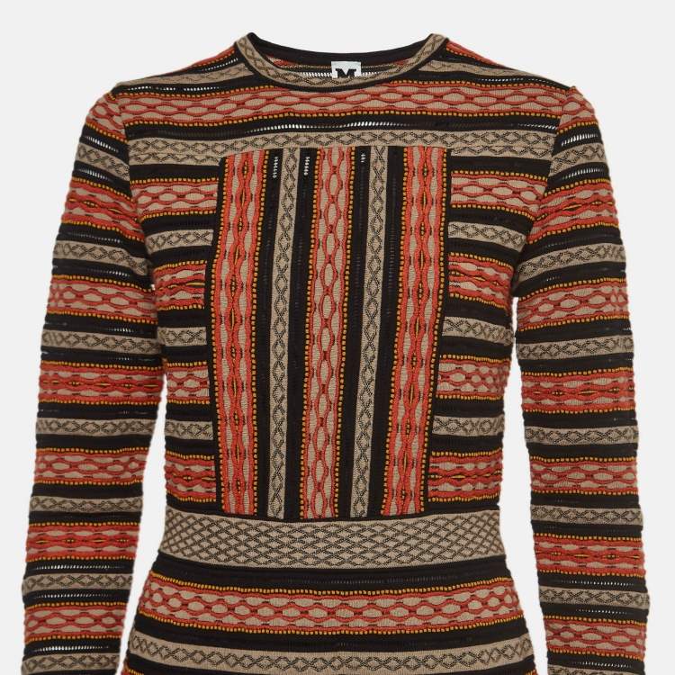 Pre Owned M Missoni Multicolor Patterned Knit Short Dress M