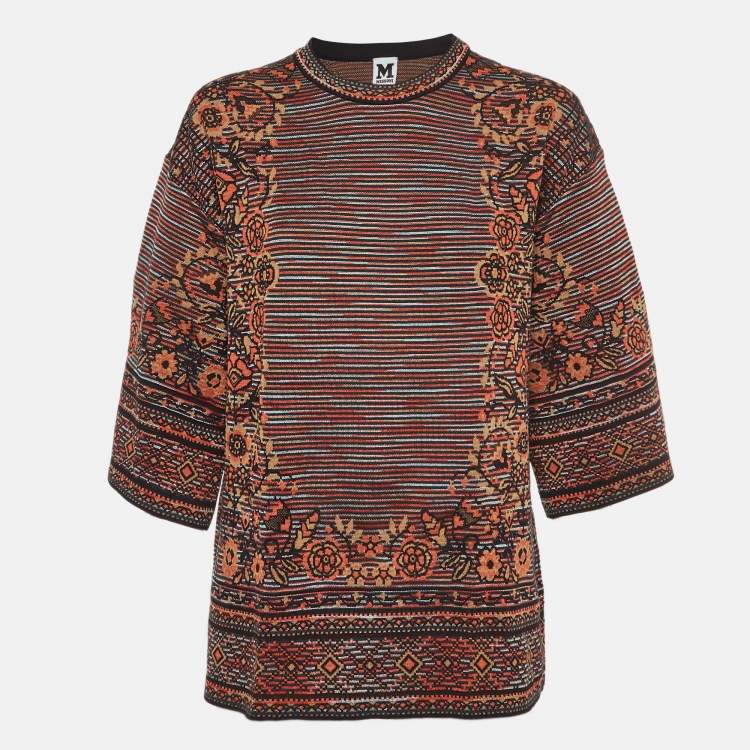 Pre Owned M Missoni Multicolor Patterned Bell Sleeves Top L
