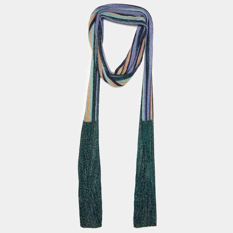 Pre Owned M Missoni Multicolor Striped Lurex Knit Scarf