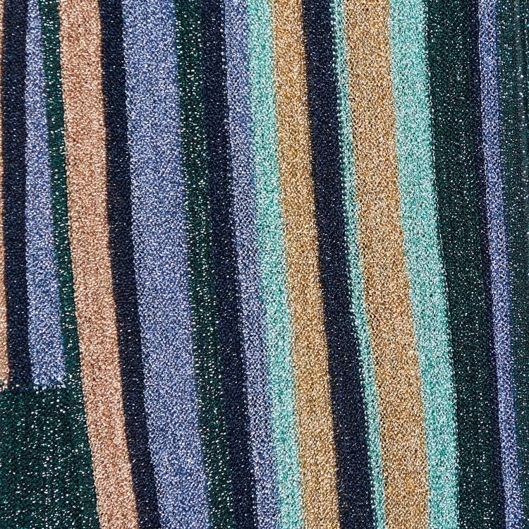 Pre Owned M Missoni Multicolor Striped Lurex Knit Scarf