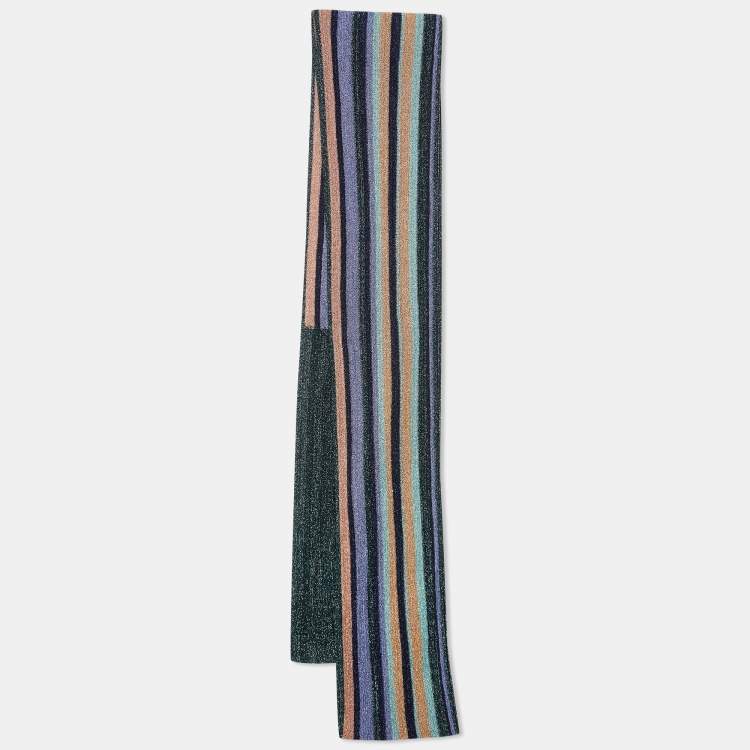 Pre Owned M Missoni Multicolor Striped Lurex Knit Scarf