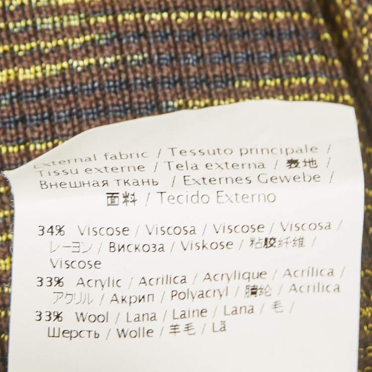 Pre Owned M Missoni Yellow/Brown Patterned Knit Turtle Neck Sweater L