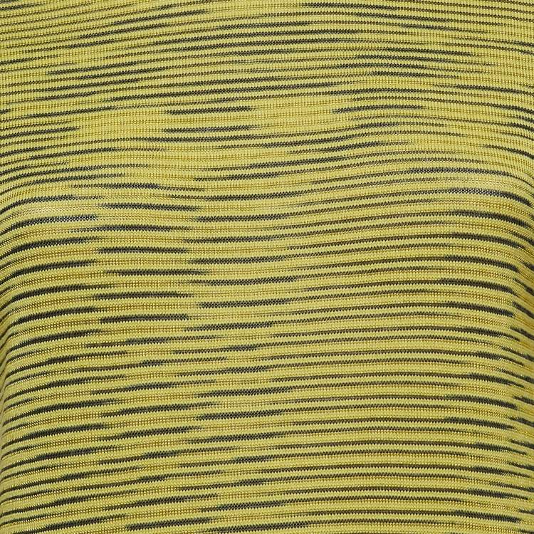 Pre Owned M Missoni Yellow/Brown Patterned Knit Turtle Neck Sweater L