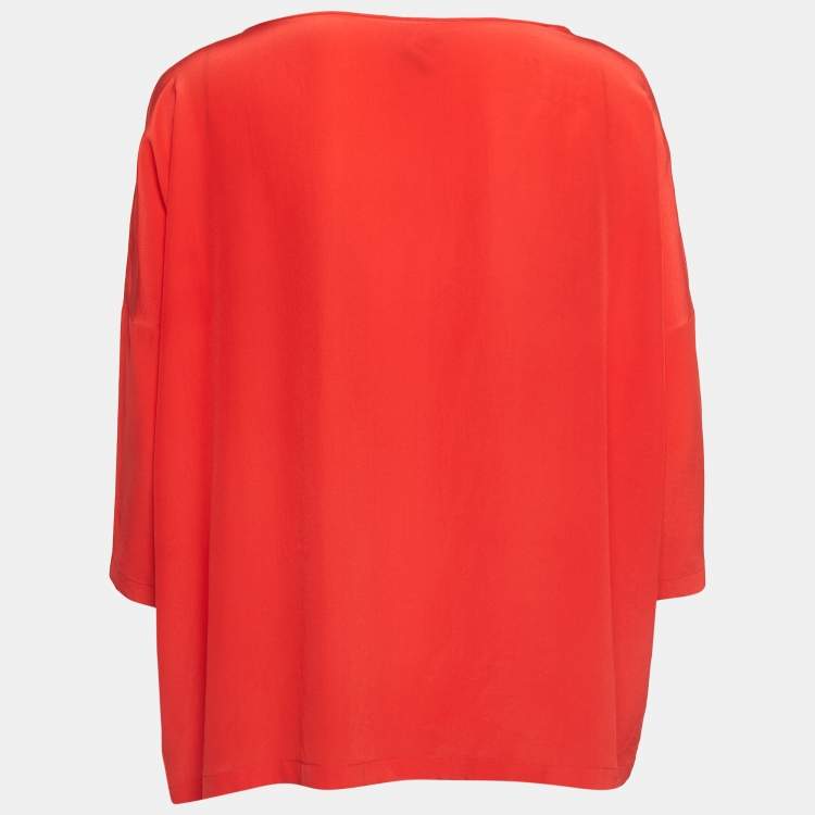 Pre Owned M Missoni Red Silk Crepe Oversized Top S 