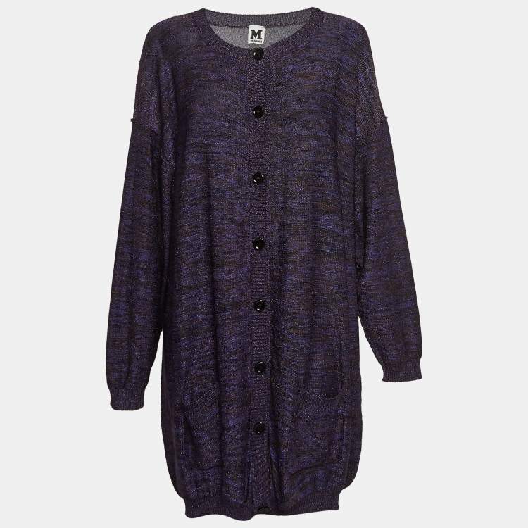 Pre Owned M Missoni Purple Patterned Lurex Knit Cardigan & Playsuit Set L