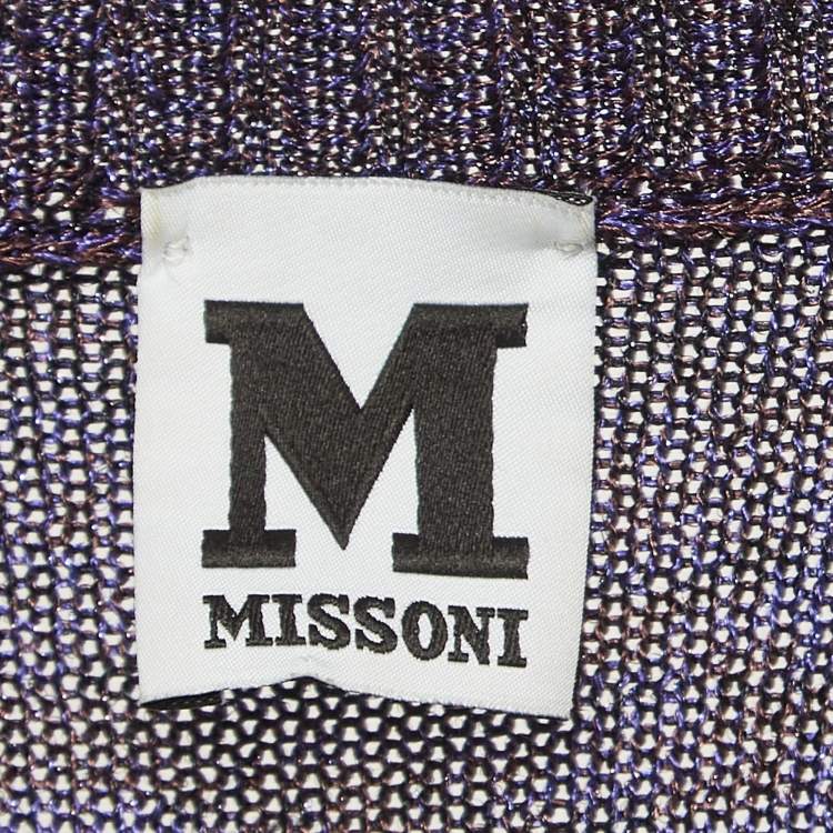 Pre Owned M Missoni Purple Patterned Lurex Knit Cardigan & Playsuit Set L