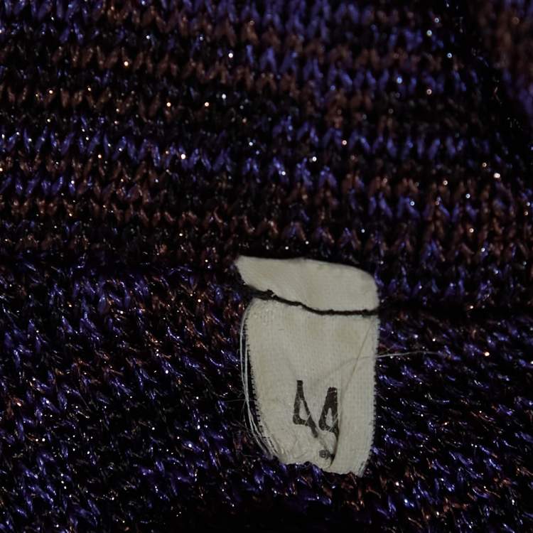 Pre Owned M Missoni Purple Patterned Lurex Knit Cardigan & Playsuit Set L